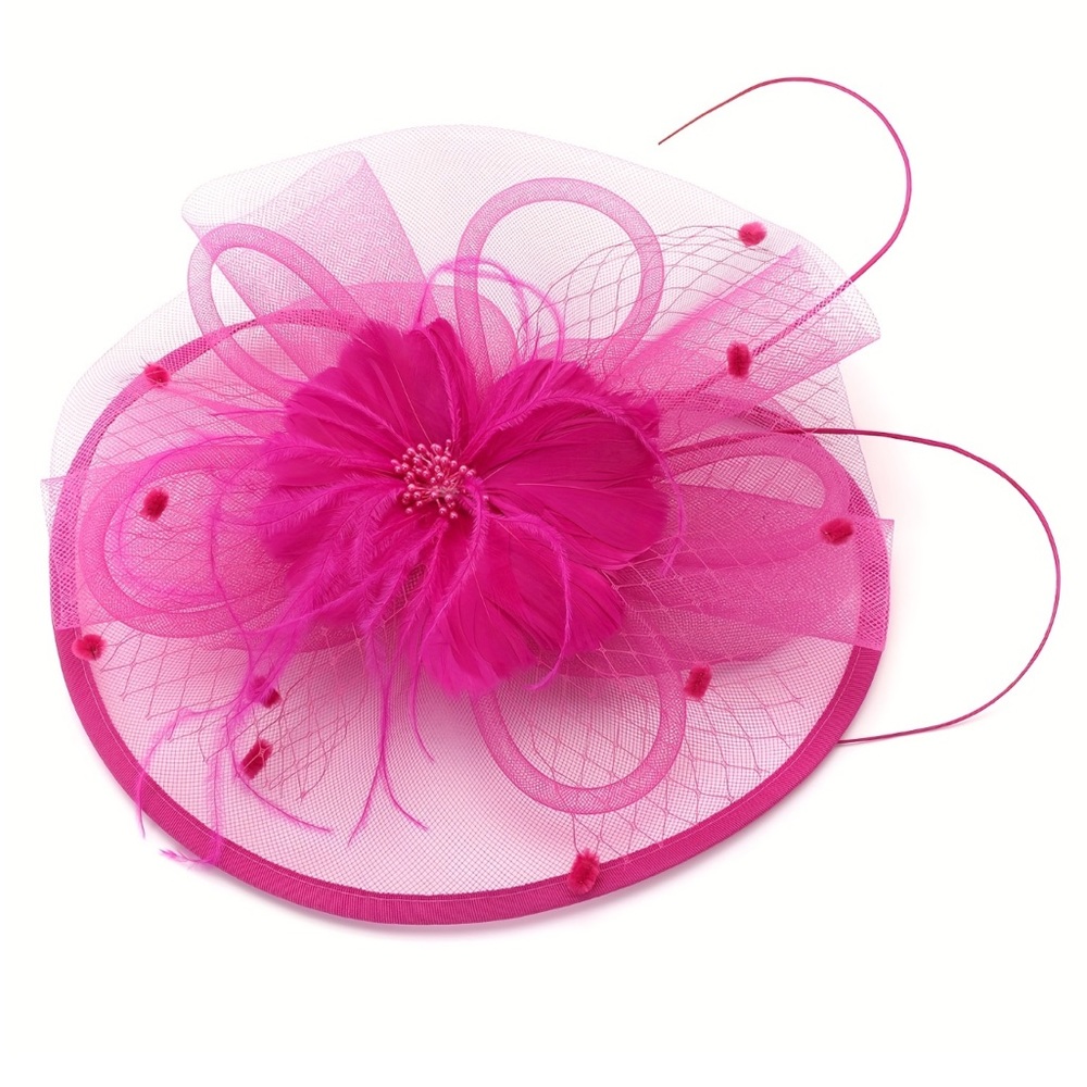 KENTUCKY DERBY hot pink fascinator clip on hat decoration church dress up hat - Picture 6 of 6